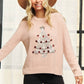 LESW3791-CHRISTMAS TREE GLITTER SWEATER TOP: Hunter Green / S-M-L(2-2-2)