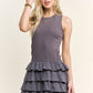 Grey Sleeveless Ruffle Mini