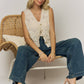BOHO FLORAL CROCHET LACE VEST- LET4303: Beige / ONESIZE(6)