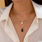 Layered Paperclip Chain Double Gemstone Necklace | 80N93798: GOLD
