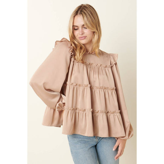 Stone Satin Tier Blouse