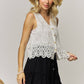 BOHO FLORAL CROCHET LACE VEST- LET4303: Beige / ONESIZE(6)