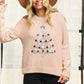 LESW3791-CHRISTMAS TREE GLITTER SWEATER TOP: Hunter Green / S-M-L(2-2-2)