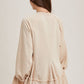 FRENCH TERRY RUFFLED TIERED HEM TUNIC SWEATSHIRT: ASH / L