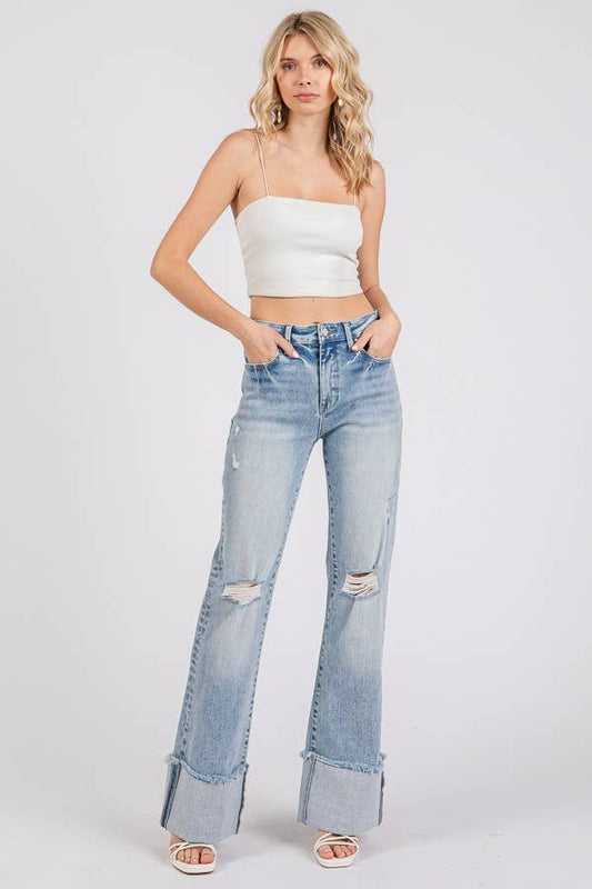 High Rise Stretch Cuffed Hem