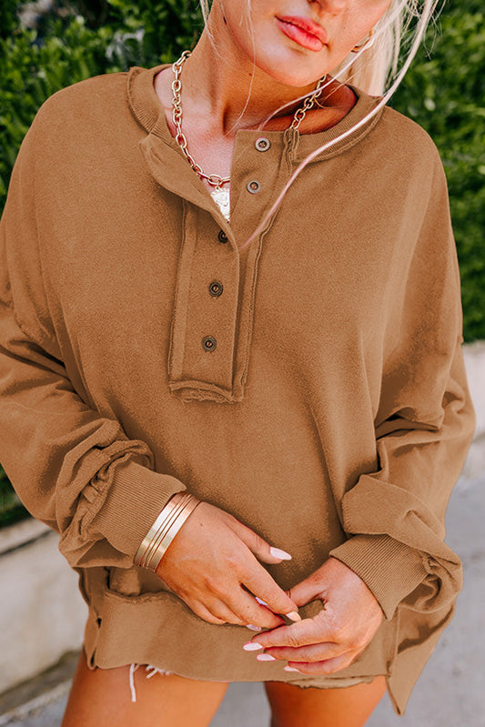 Chestnut Button Sweatshirt