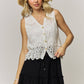 BOHO FLORAL CROCHET LACE VEST- LET4303: Beige / ONESIZE(6)