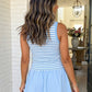 LAS Striped Tank Ruffle Mini Skirt Set (S-XL): Sky Blue Stripe / L
