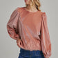 ROMANTIC HOLIDAY VELVET BLOUSE TOP _JLT00304-02: HUNTER / S-M-L(2-2-2)