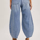 DENIM MID-WAIST DRAWSTRINGS BARREL JEANS: LT.WASH / S