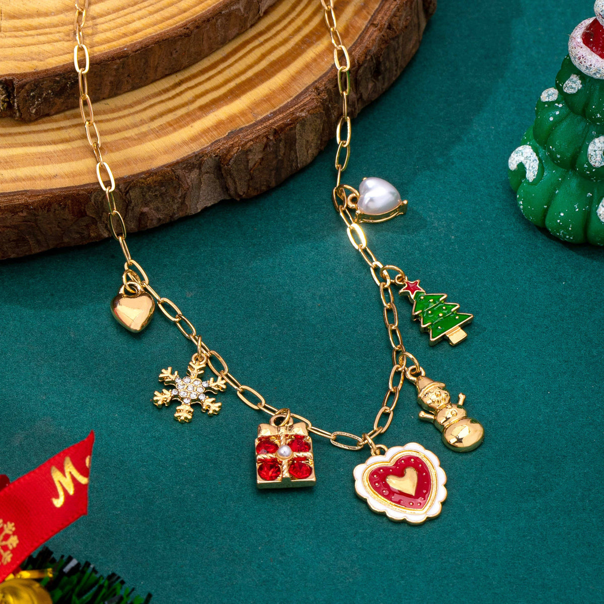CHARM NECKLACE-Christmas Heart Tree Snowflake | 80N93298: GOLD
