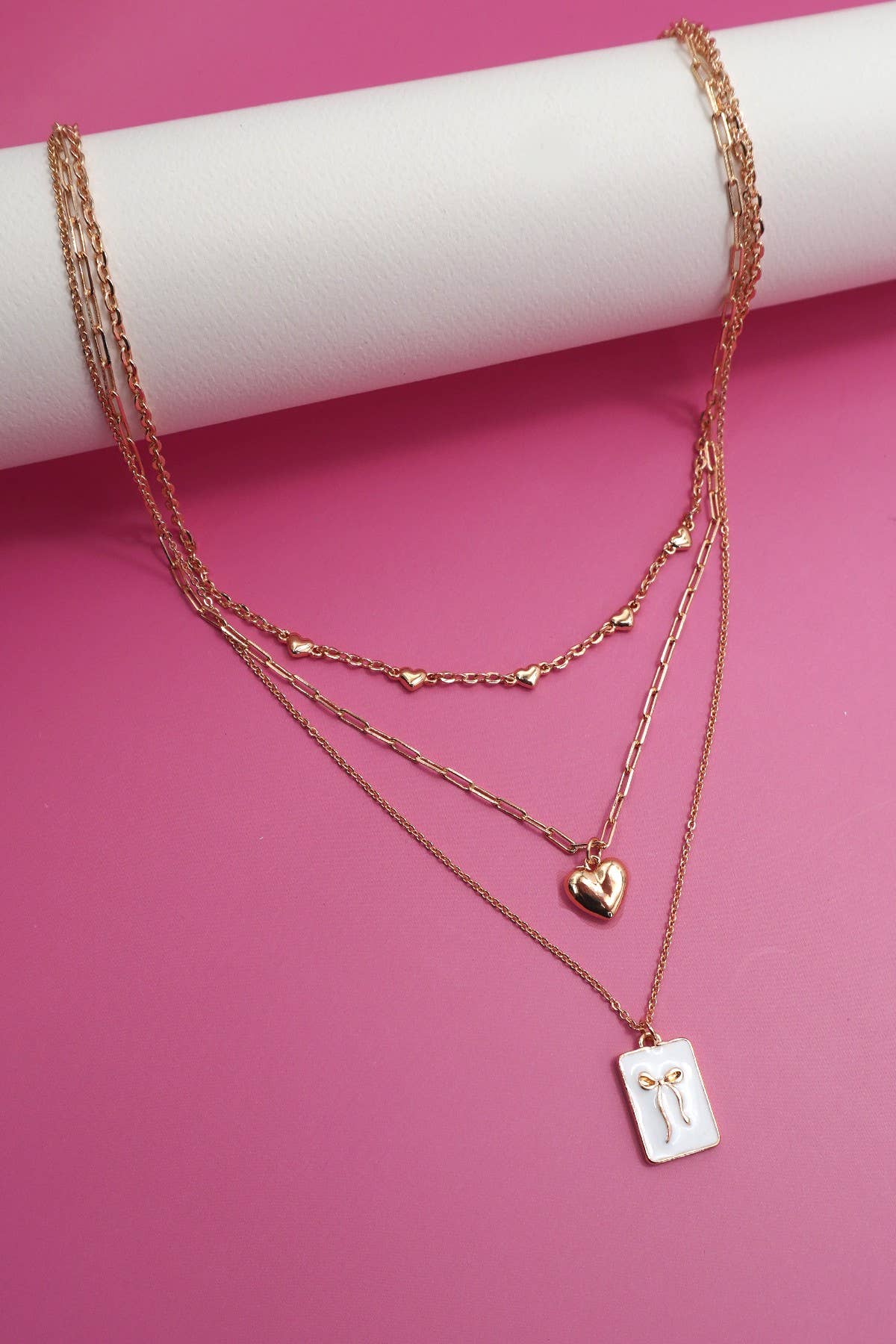 Square Bow Charm Necklace