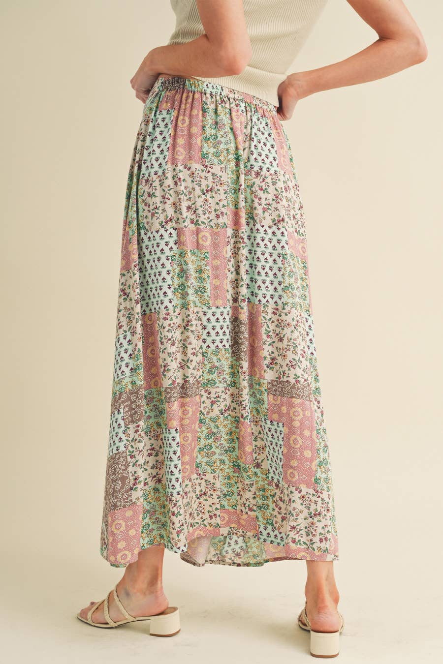 Mint Pink Patchwork Skirt