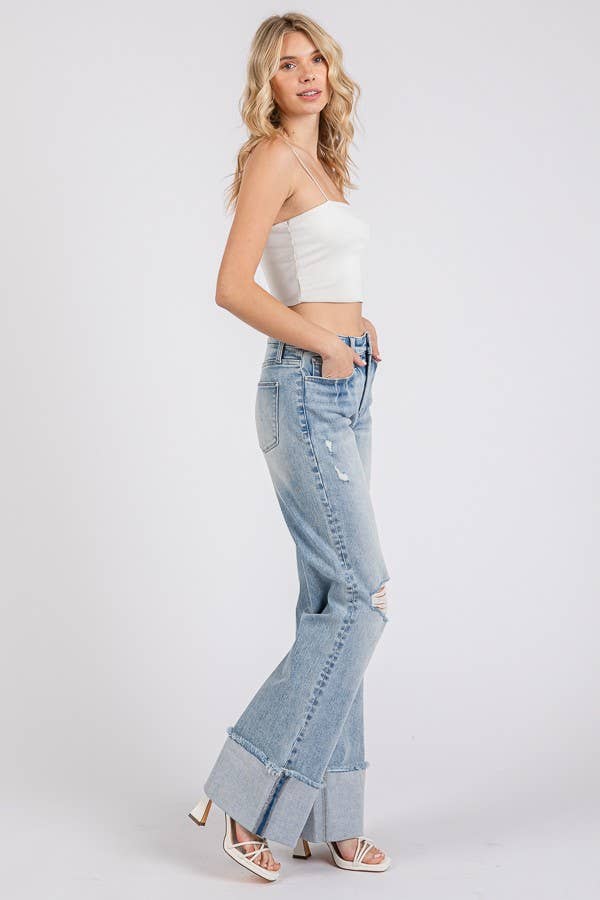 High Rise Stretch Cuffed Hem