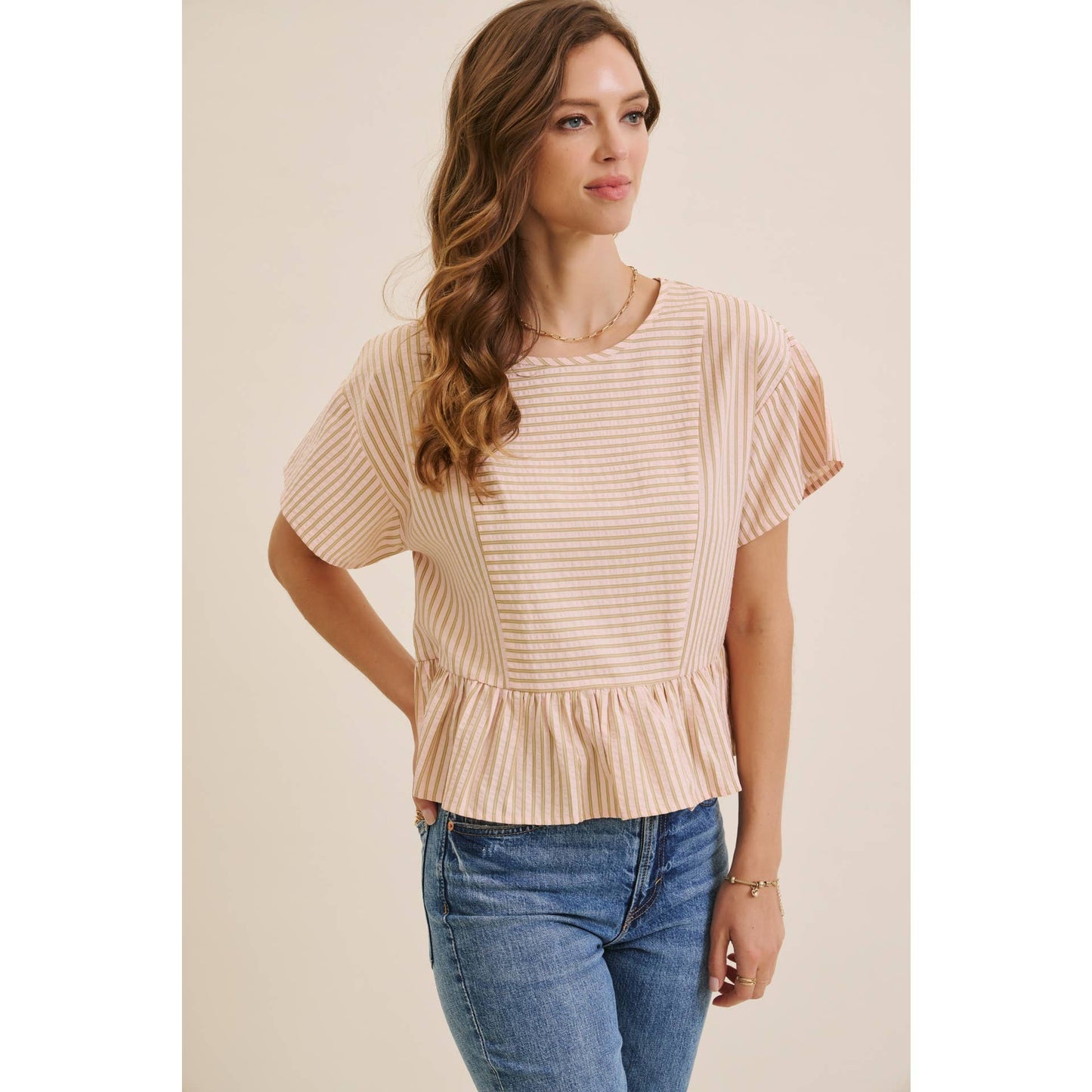Salmon Stripe Peplum