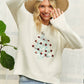 LESW3791-CHRISTMAS TREE GLITTER SWEATER TOP: Hunter Green / S-M-L(2-2-2)