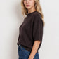 EXPOSED SEAM DROP SHOULDER SHORT SLEEVE PULLOVER : CHOCOLATE BROWN