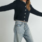 Women's Crewneck Cardigan Sweater - BMC7526: TAUPE / BLACK / S
