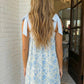 LAS Floral Stripe Patchwork Bow Knot Strap Mini Dress (S-XL): Sky Blue / Missy / L