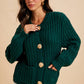 CHUNKY STATEMENT BUTTON CABLE KNIT CARDIGAN: MOCHA MOUSSE / S