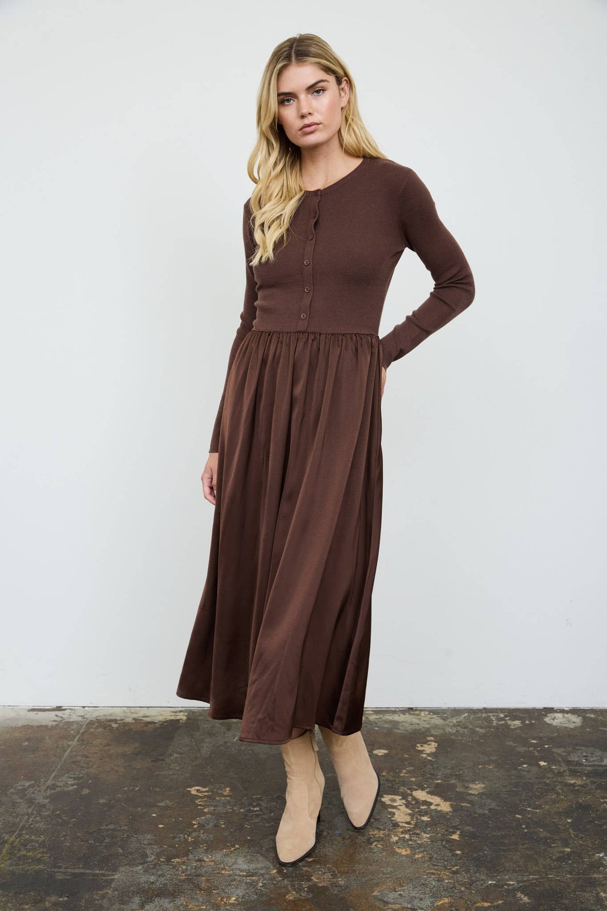 Dark Brown Midi Dress