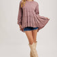 TIERED RUFFLE HEM SWEATSHIRT: OATMEAL / S