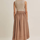 RUSTIC WEEKEND TWOFER MAXI DRESS WITH CASCADING RUFFLES: COCONUT BROWN / S