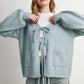 Knot Front Long Sleeve V-Neck Cardigan - BMC7914: TAUPE / M