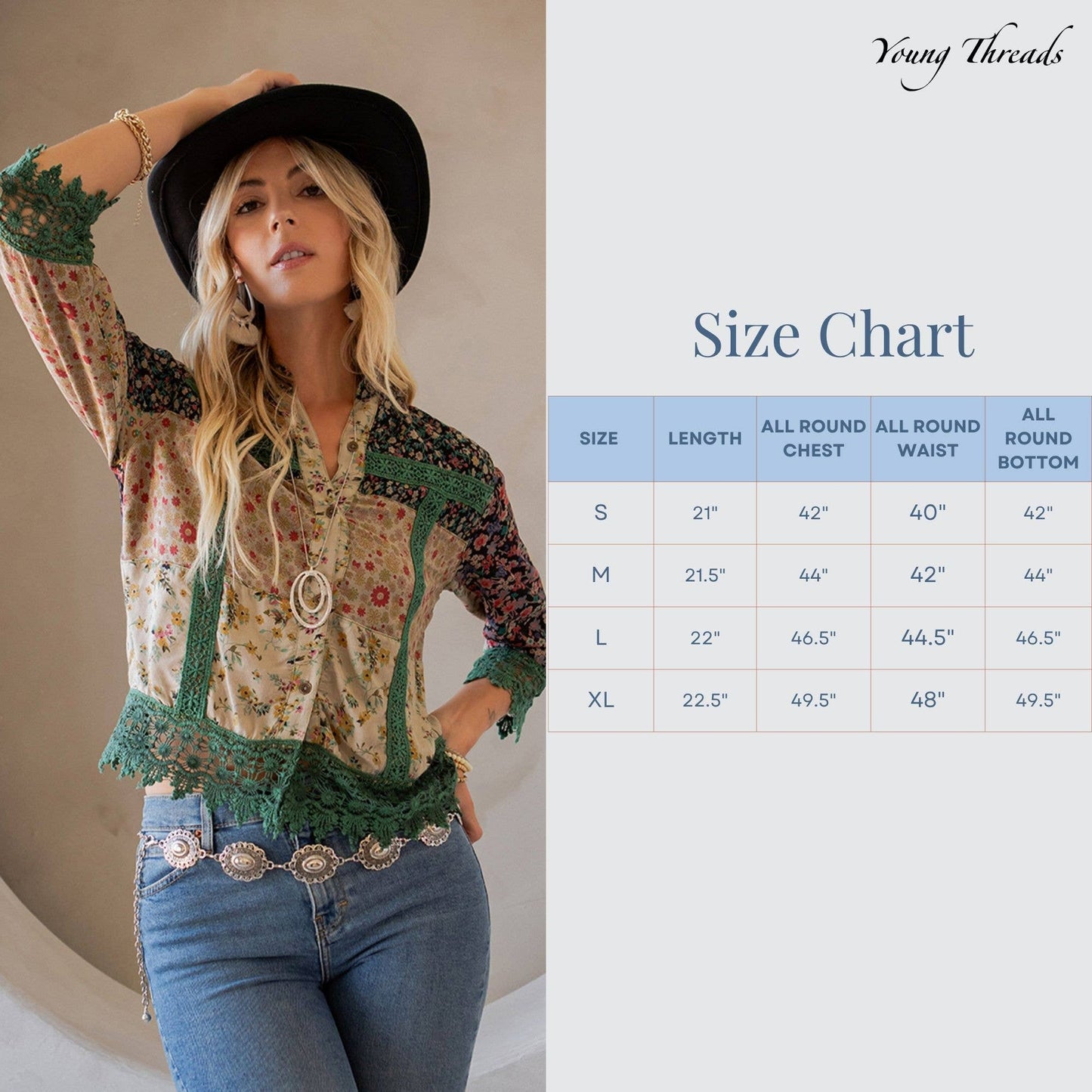 Earthy Boho Button Down Cropped Shirt (New Color): Chestnut / REGULAR (S-M-L-XL 1-2-2-1)