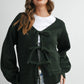 Knot Front Long Sleeve V-Neck Cardigan - BMC7914: TAUPE / M