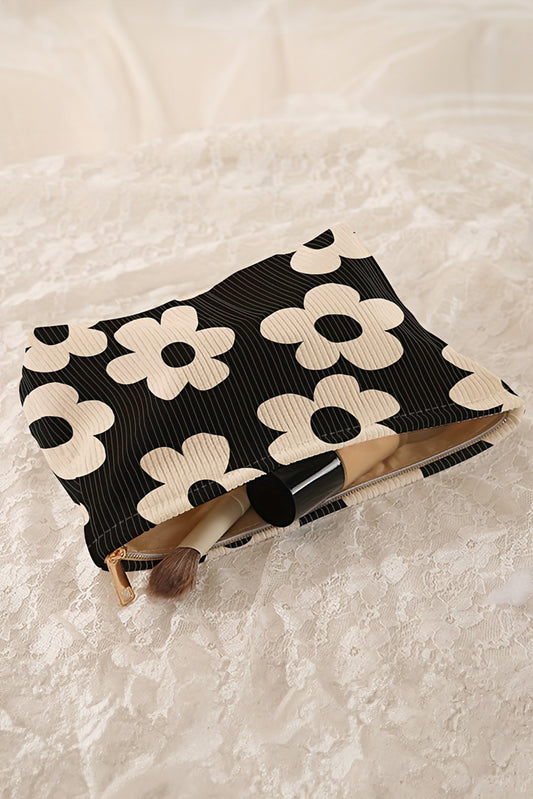 Black Flower Cosmetic Bag