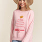 LESW3436- X-MAS TREE ACCENT SWEATER: IVORY / S-M-L(2-2-2)
