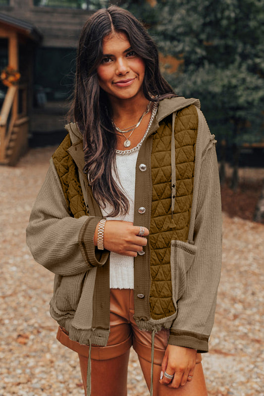 Jungle Green Quilted Hooded Jacket