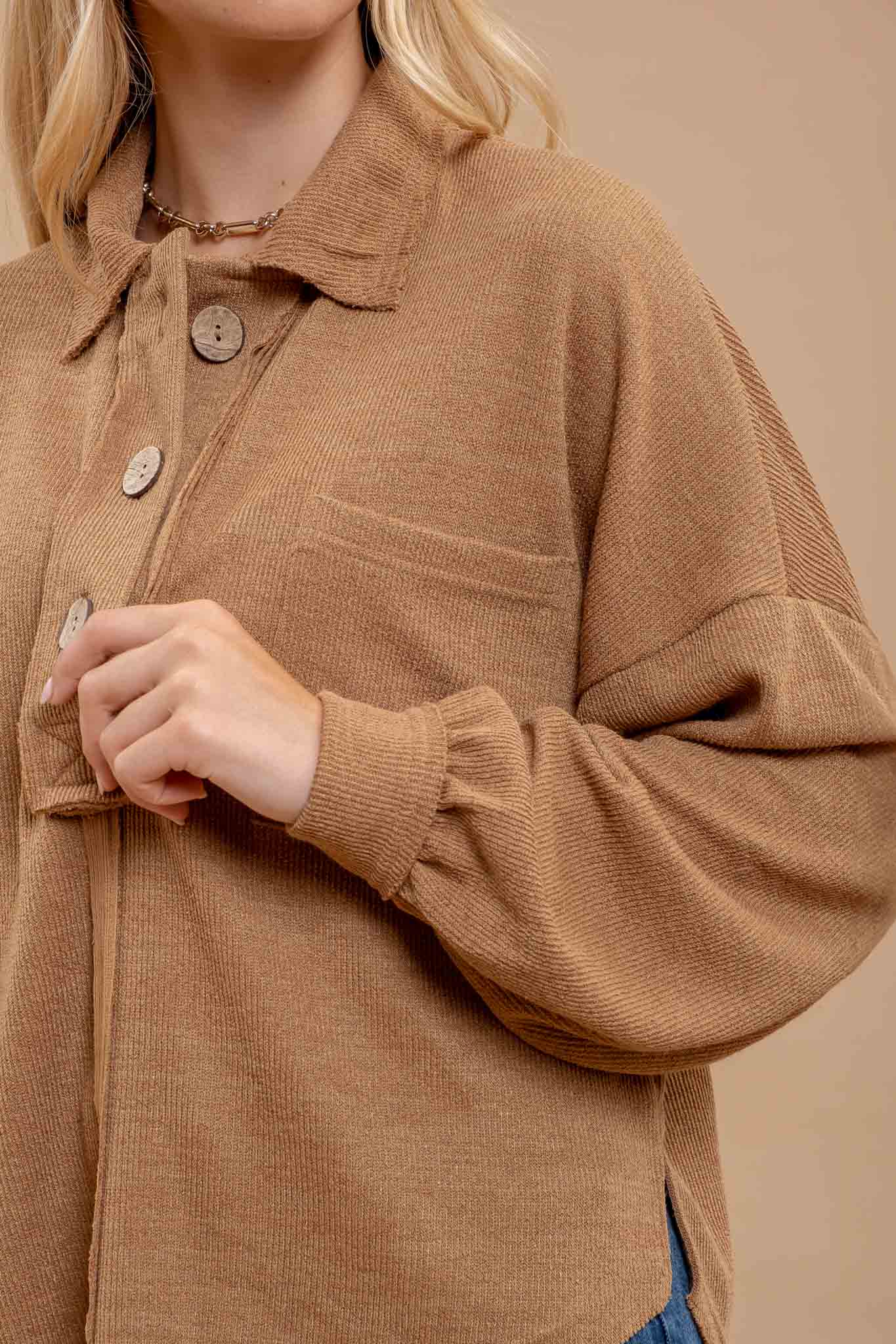 Almond Collared Knit Top