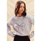 RIBBON SEQUINS CHRISTMAS HOLIDAY SWEATER TOP: LT GREY/SILVER / S