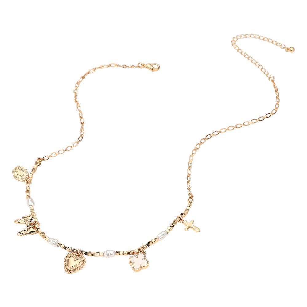 Bow Cross Charm Necklace