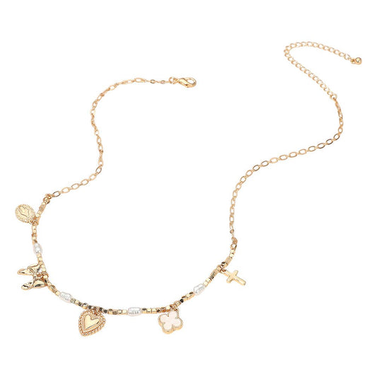 Bow Cross Charm Necklace