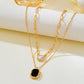 Layered Paperclip Chain Double Gemstone Necklace | 80N93798: GOLD