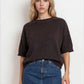EXPOSED SEAM DROP SHOULDER SHORT SLEEVE PULLOVER : CHOCOLATE BROWN