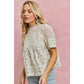 FLORAL PRINT LACE TRIM COTTON BLOUSE TOP: BLUE / S