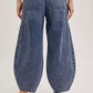 DENIM MID-WAIST DRAWSTRINGS BARREL JEANS: LT.WASH / S