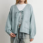 Knot Front Long Sleeve V-Neck Cardigan - BMC7914: TAUPE / M