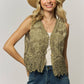 BOHO FLORAL CROCHET LACE VEST- LET4303: Beige / ONESIZE(6)