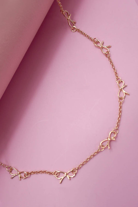 Gold Bow Cutout Necklace
