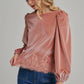 ROMANTIC HOLIDAY VELVET BLOUSE TOP _JLT00304-02: HUNTER / S-M-L(2-2-2)