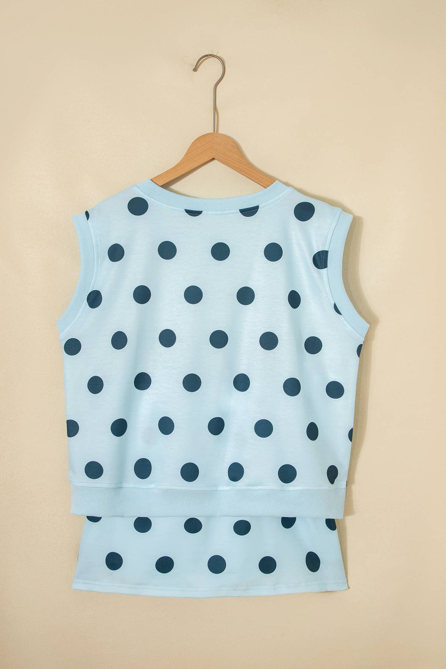 LAS Ribbed Trim Polka Dot Tank Split Mini Skort Set(S-4X): Pink / Missy / M
