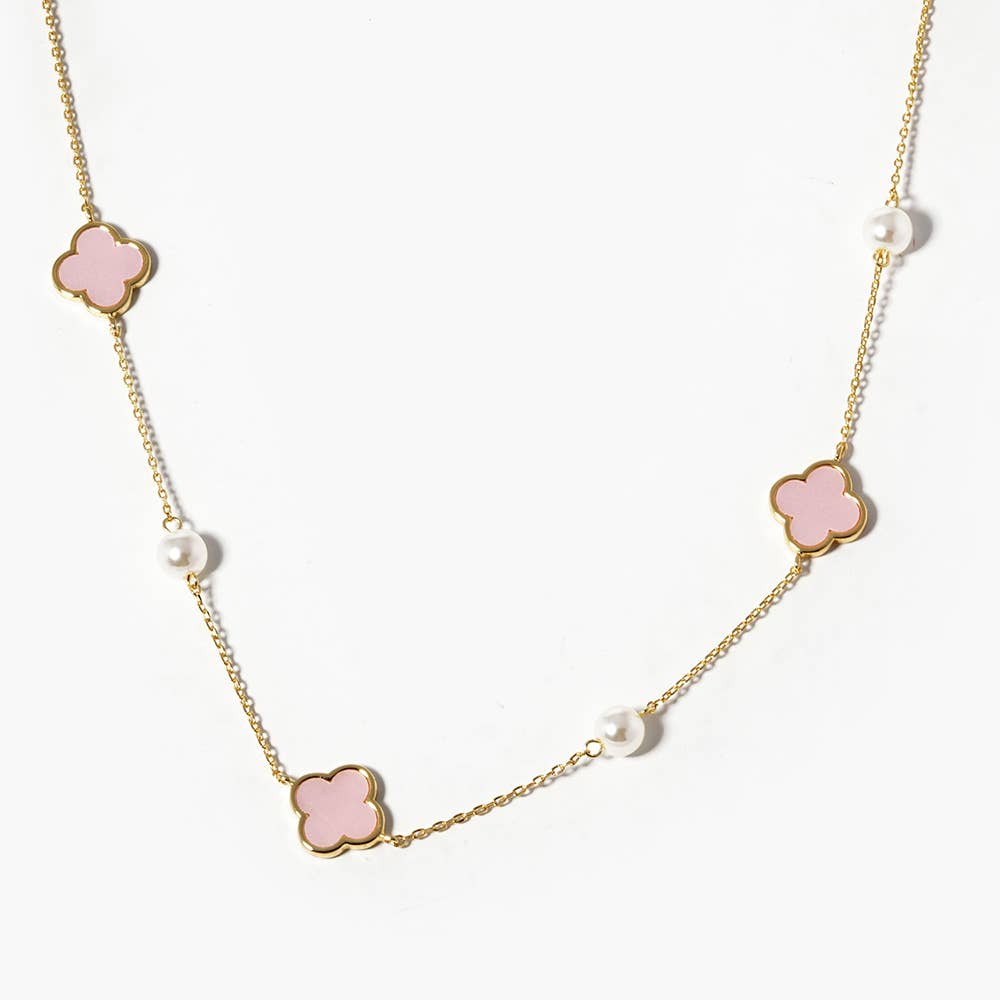 Mother of Pearl Necklace: Gold Pink