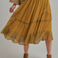 CRINKLED WOVEN BOHO MIDI SKIRT _JLB80101-01: OLIVE / S-M-L(2-2-2)