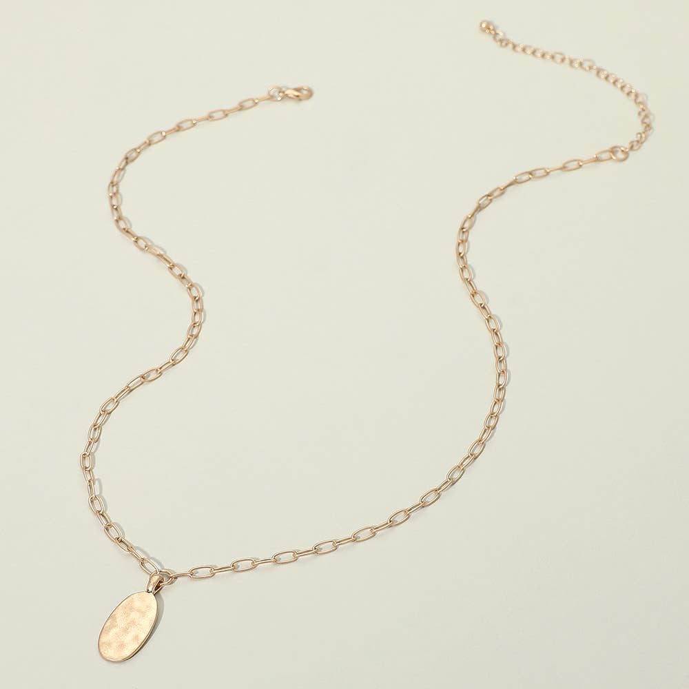 Gold Hammered Oval Pendant