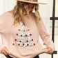 LESW3791-CHRISTMAS TREE GLITTER SWEATER TOP: Hunter Green / S-M-L(2-2-2)